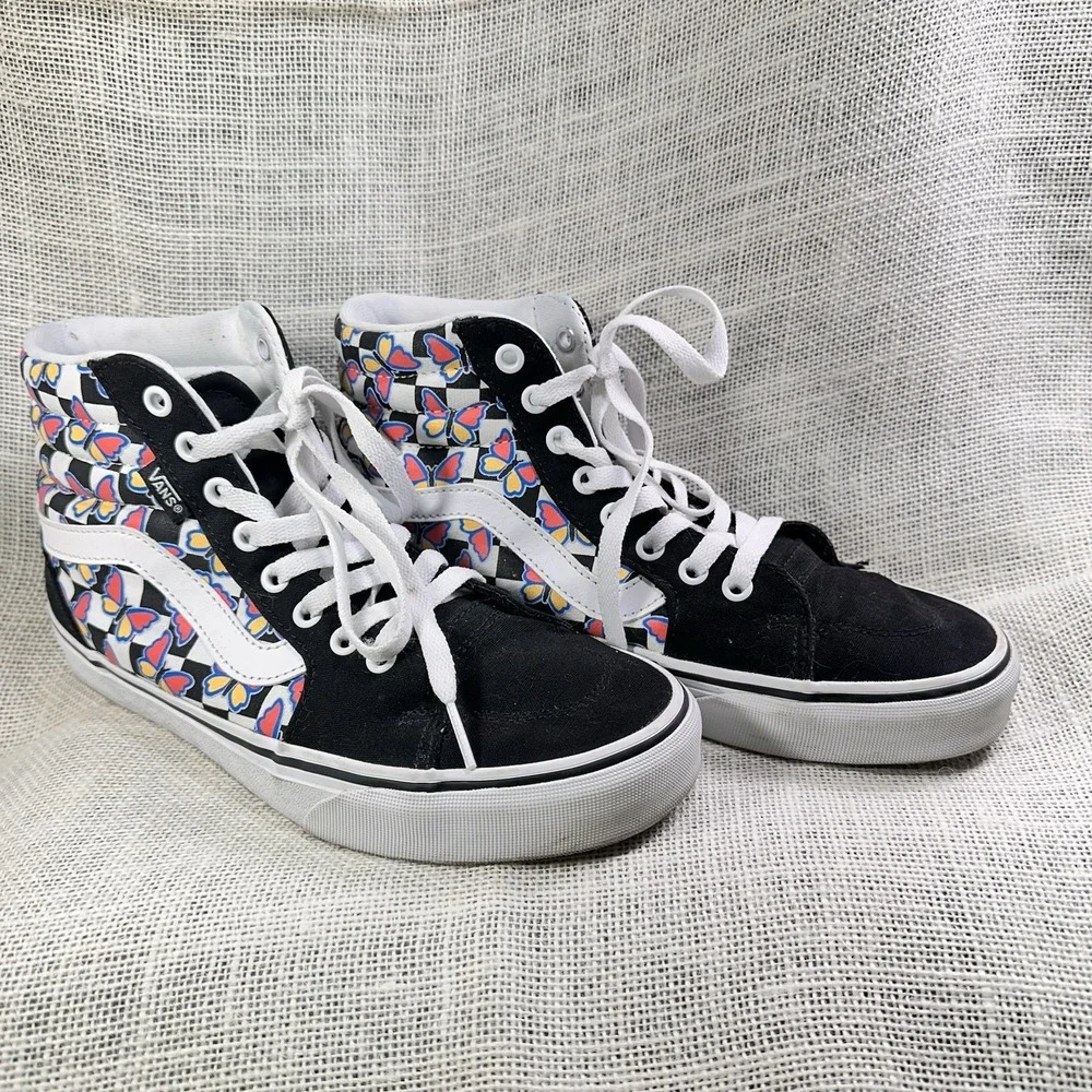Vans Filmore Hi Butterfly Checkerboard Shoes 8.5 Womens Black Sneakers 721356 - Picture 6 of 9